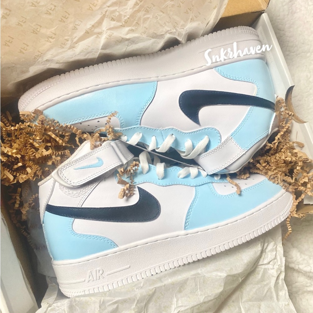 Nike Mids blue Air Force 1 custom